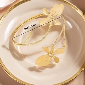 Elegant Gold & Green Flower Floral Wrap Anklet, Bracelet